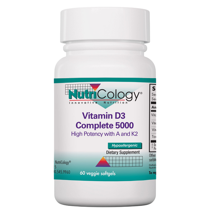 NutriCology, Vitamin D3 Complete 5000 High Potency D with A and K2 60 softgels