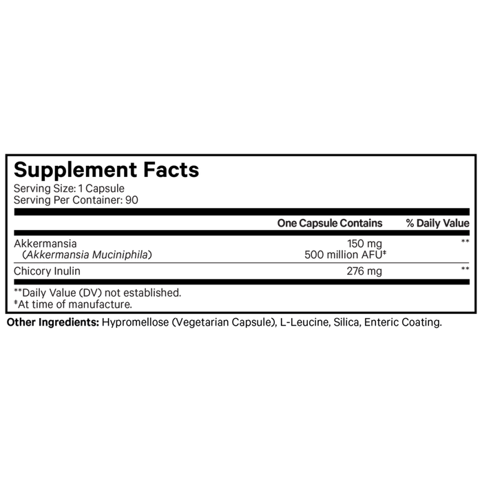 Akkermansia 500 Ultra 90 caps Supplement Facts Label