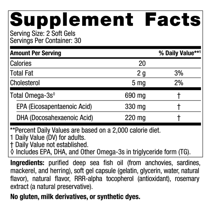 Omega-3 60 softgels Supplement Facts Label