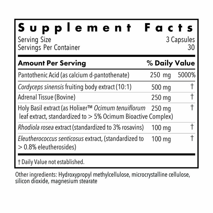 Adrenal Glandular Adapt 90 caps Supplement Facts Label