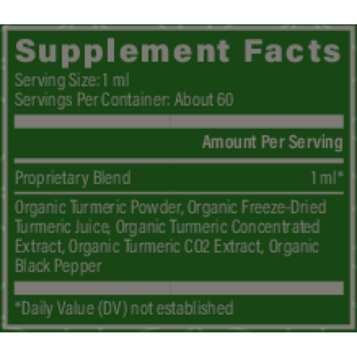 Turmeric 2 fl oz Supplement Facts Label