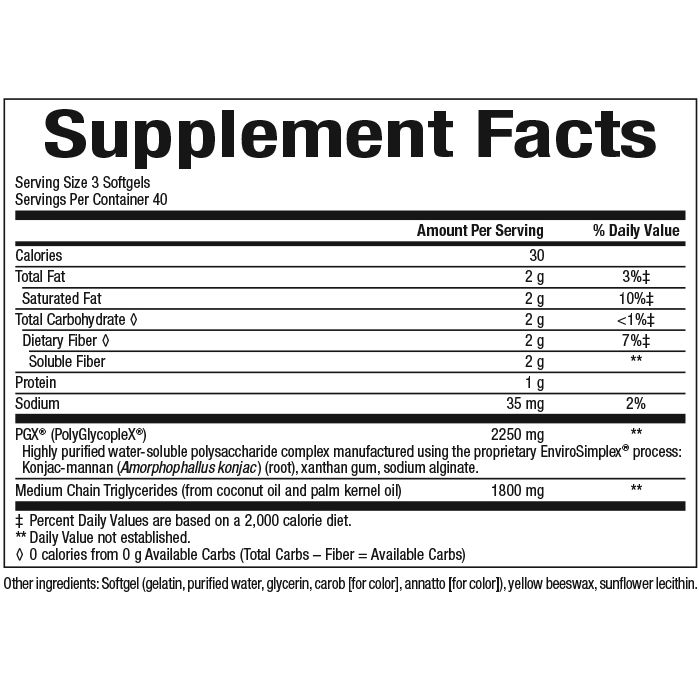 PGX Daily Ultra Matrix 120 softgels Supplement Facts Label