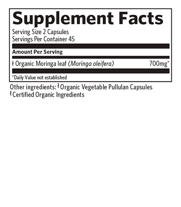 Organic India Moringa Green Superfood, supplement facts 