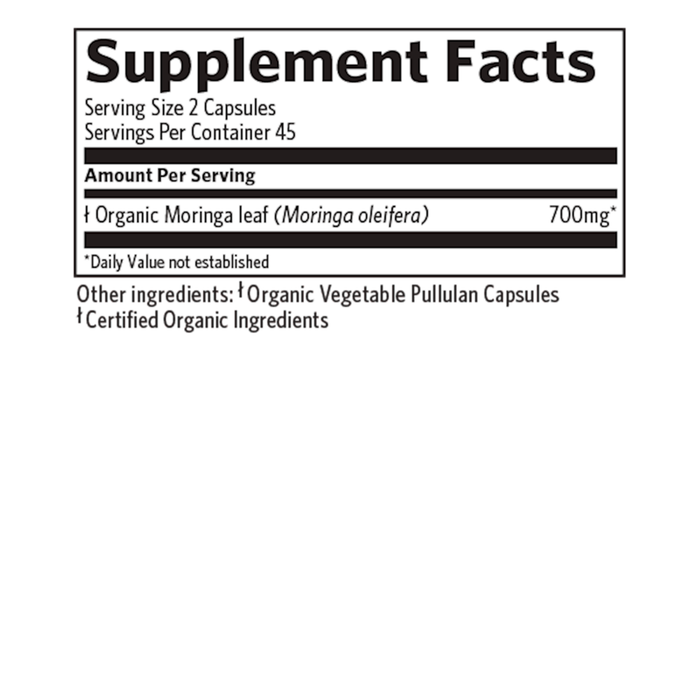 Organic India Moringa Green Superfood, supplement facts 