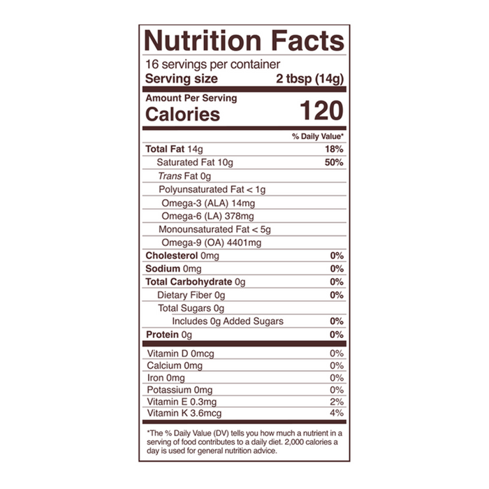 Organic Cacao Butter Wafers 8 oz Nutrition Facts Label