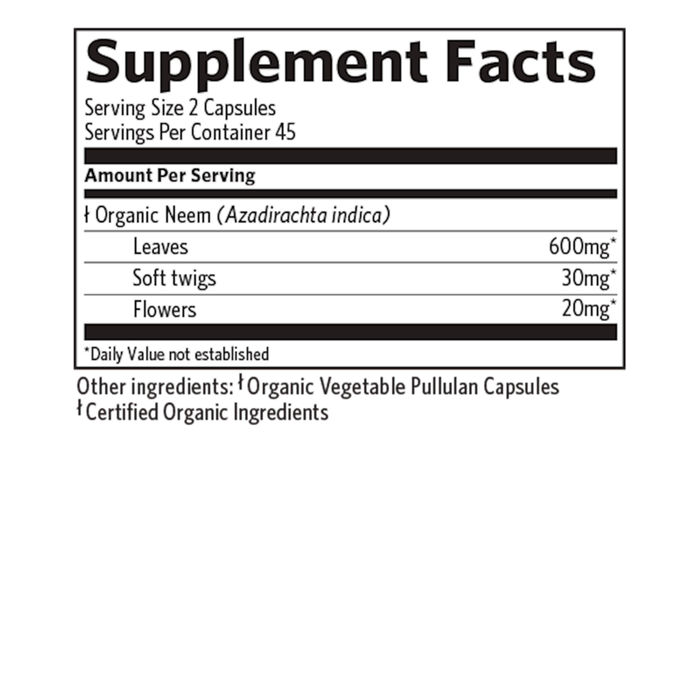 Neem-90-Capsules-Organic-India-suppliment-facts