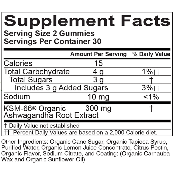 Organic-Ashwagandha-Lemon-Lime-60 -Gummies-Organic-India-suppliment-facts