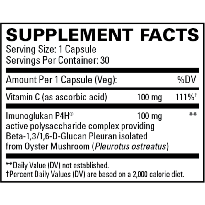 ImunoPleuran 30 capsules Supplement Facts Label