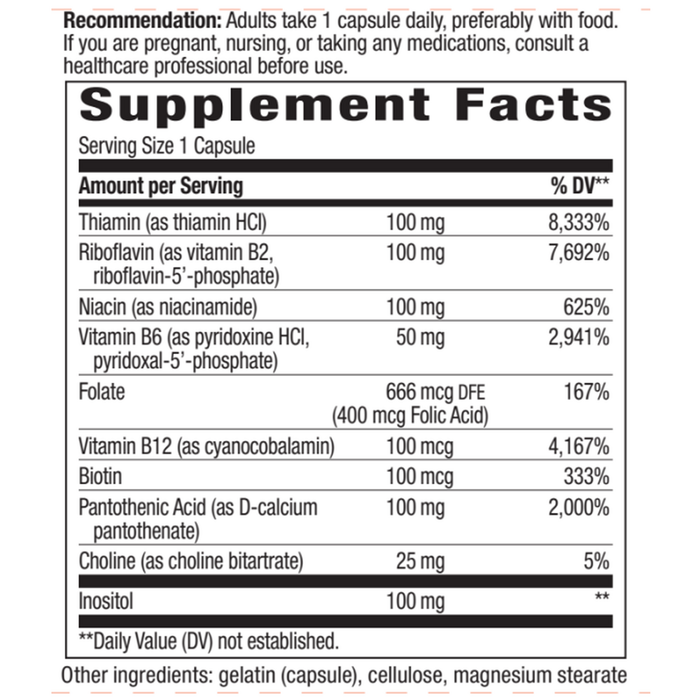Supplement facts label with detailed nutritional information on a white background