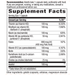 Supplement facts label with detailed nutritional information on a white background