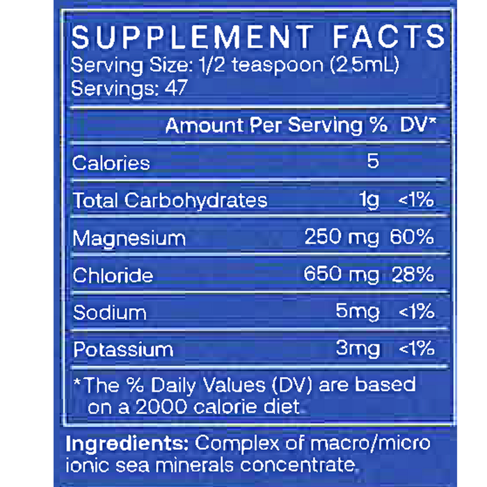 Remineralize 4 oz Supplement Facts Label