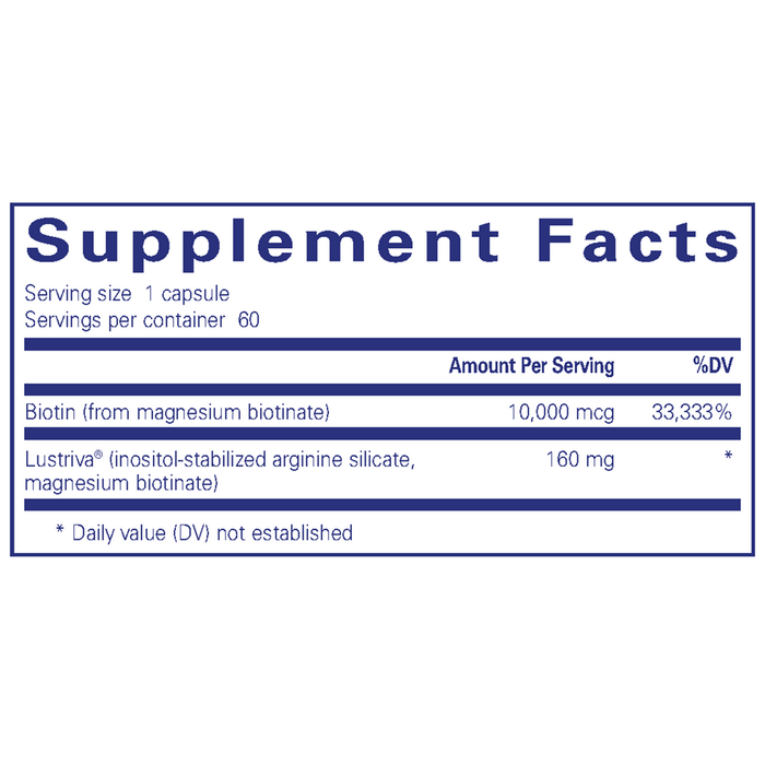 Biotin Complex Hair & Skin 60 capsules Supplement Facts Label