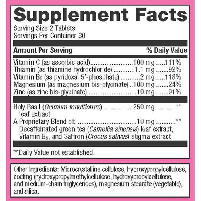 HerWellness Recharge Overnight 60 tablets Supplement Facts Label