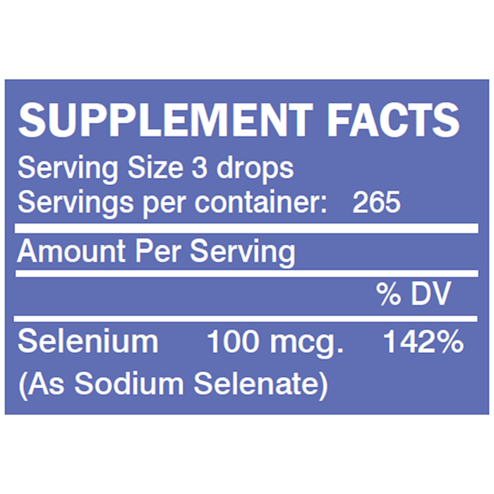 Selenium Liquid 2 oz Supplement Facts Label