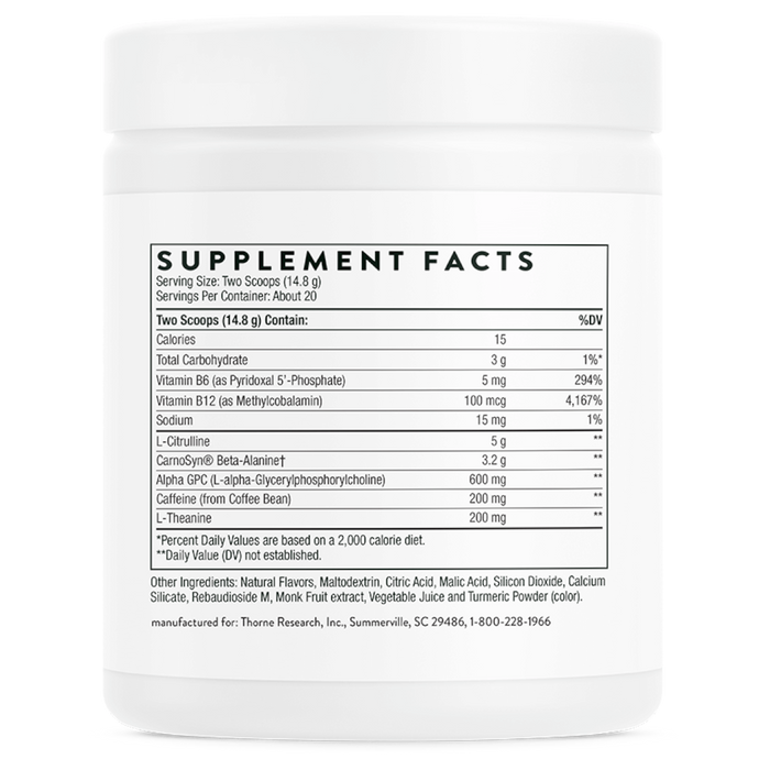 Advanced Pre-Workout Rainbow Sherbet 10.4 oz Supplement Facts
