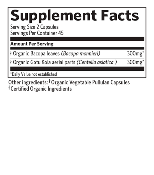 Organic India, Memory Support Mental Clarity  90 Capsules, supplement label 