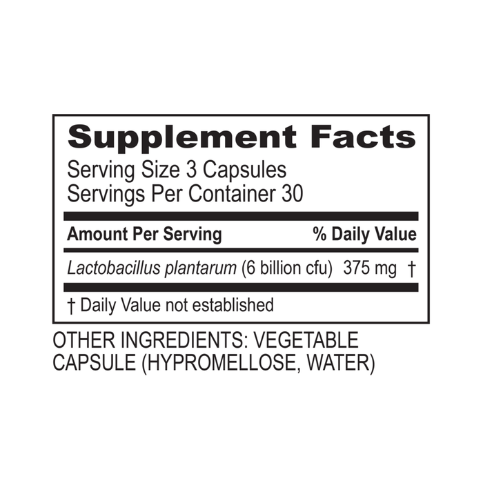 Plantadophilus 90 capsules Supplement Facts Label