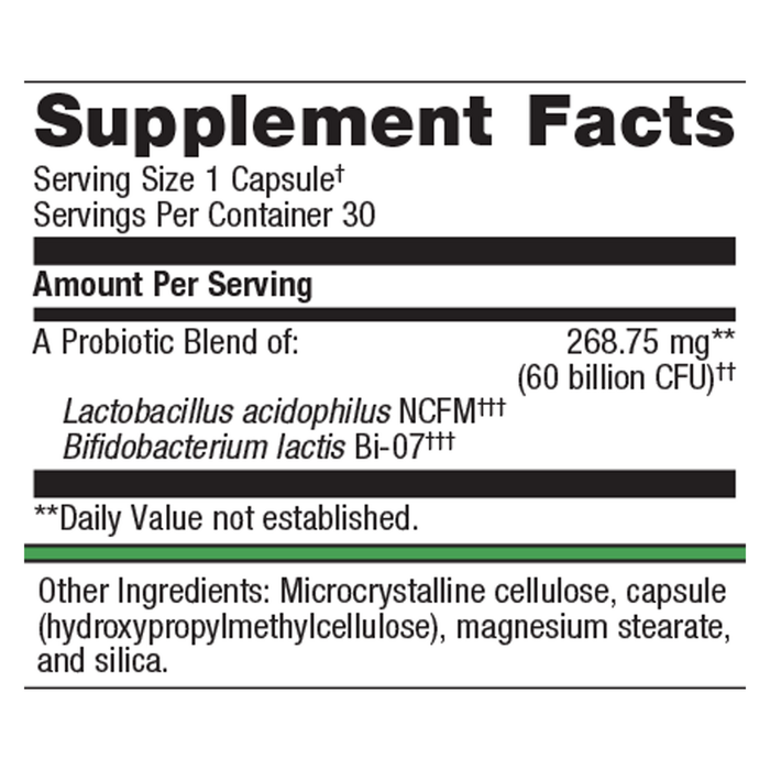 UltraFlora IB Probiotic 30 Capsules Supplement Facts Label