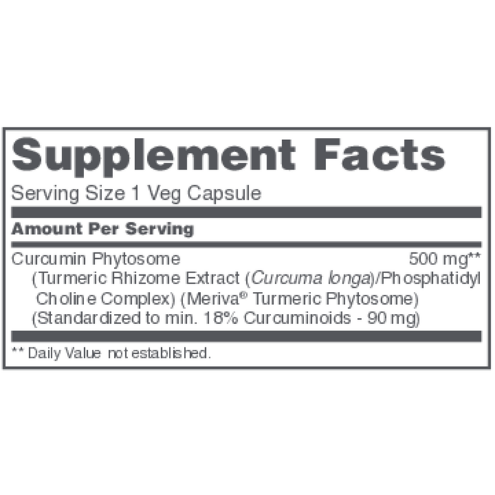 Curcumin PC with Meriva 60 caps Supplement Facts Label