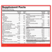 Nutritional supplement facts label with detailed information on a white background