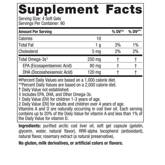 Children's DHA 360 Mini Chewable Softgels Supplement Facts Label