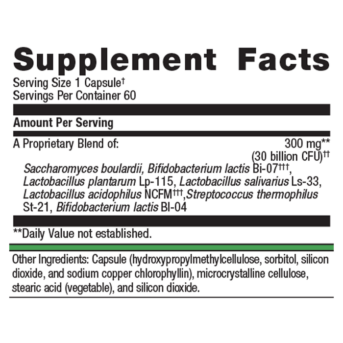 UltraFlora Spectrum Probiotic 60 capsules Supplement Facts Label