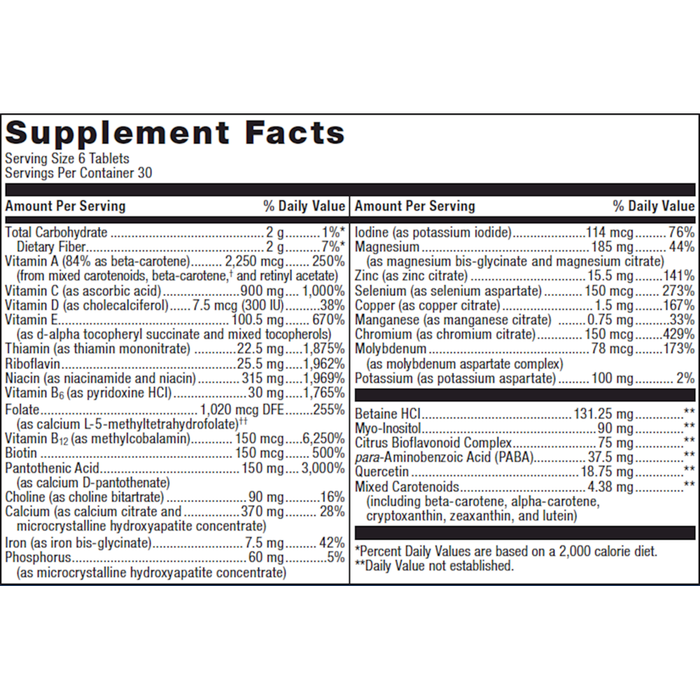 Multigenics Intensive Care with Iron 180 Tablets by Metagenics