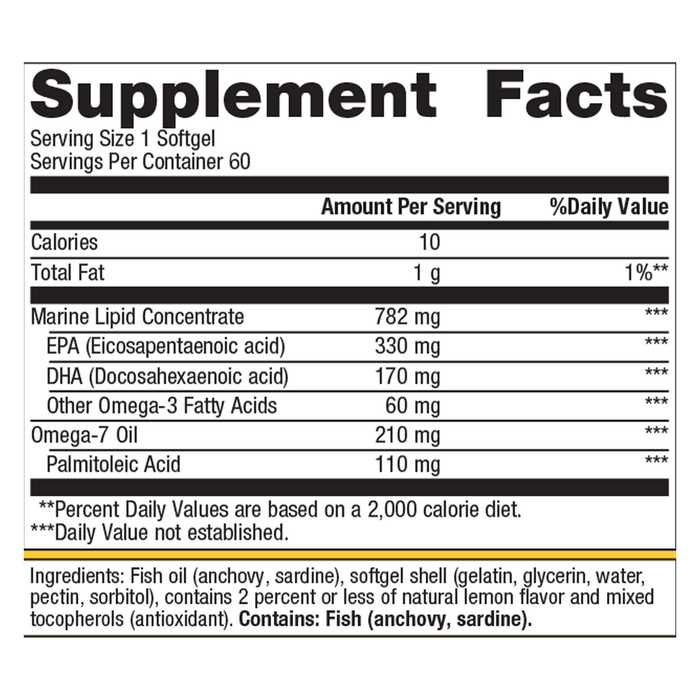 OmegaGenics Fish Oil Mega 10 60 Softgels Supplement Facts