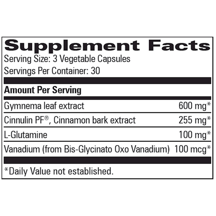 Vanadyl Complex with Cinnulin PF 90 caps Supplement Facts Label