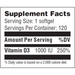 Vitamin D3 1000 IU 120 softgels Supplement Facts Label