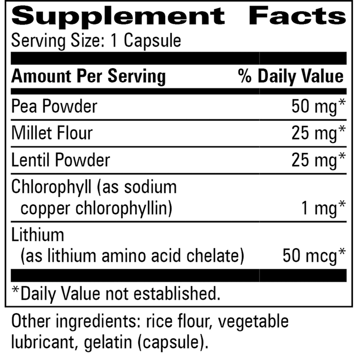Lithinase 100 capsules Supplement Facts Label