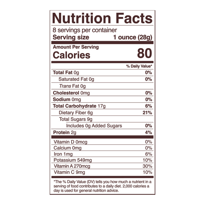 Organic Golden Berries 8 oz Nutrition Facts Label