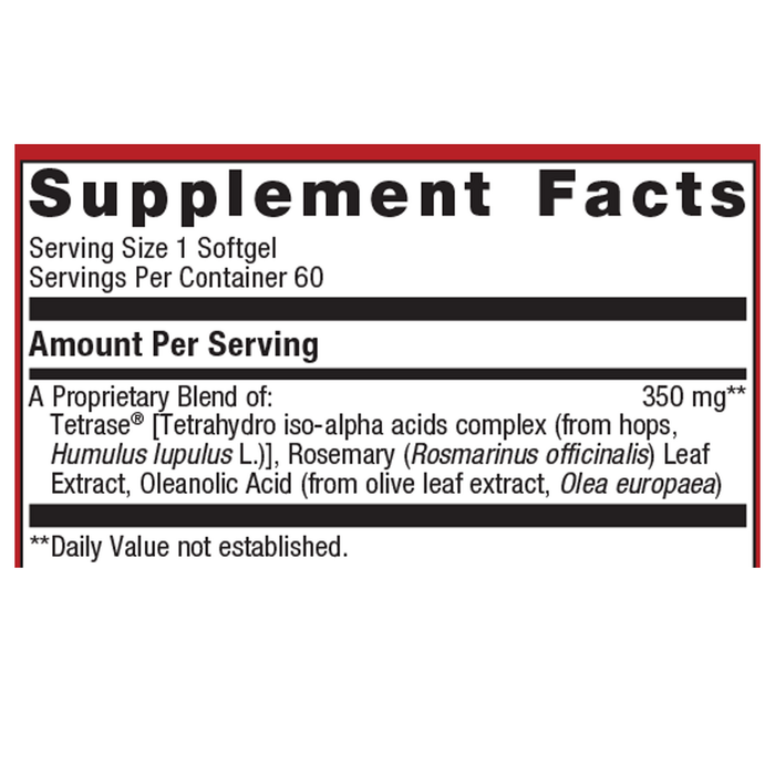 Kaprex 60 softgels Supplement Facts Label