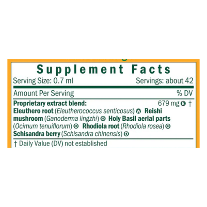 Supplement facts label with various herbal ingredients on a white background