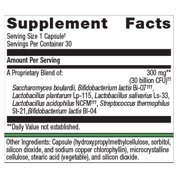 UltraFlora Spectrum Probiotic 30 capsules Supplement Facts Label