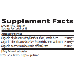 Organic India, Liver Kidney suppliment facts label
