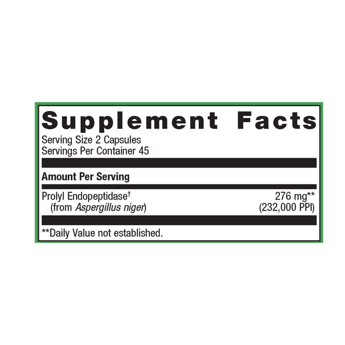 SpectraZyme Gluten Digest Enzymes 90 capsules Supplement Facts Label