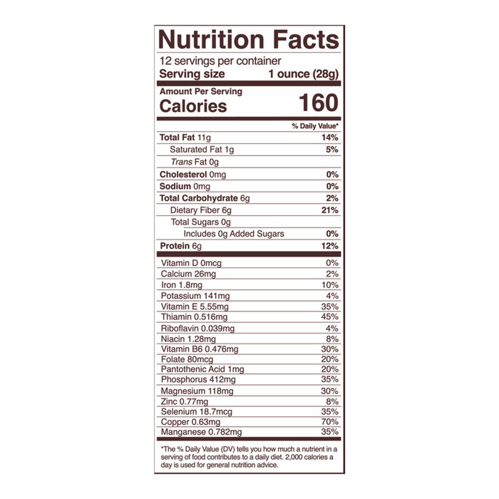 Organic Sunflower Seeds 12 oz Nutrition Facts Label