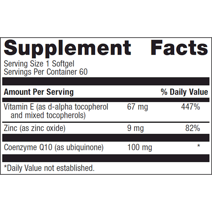 CoQ10 ST 100 mg 60 softgels Supplement Facts Label