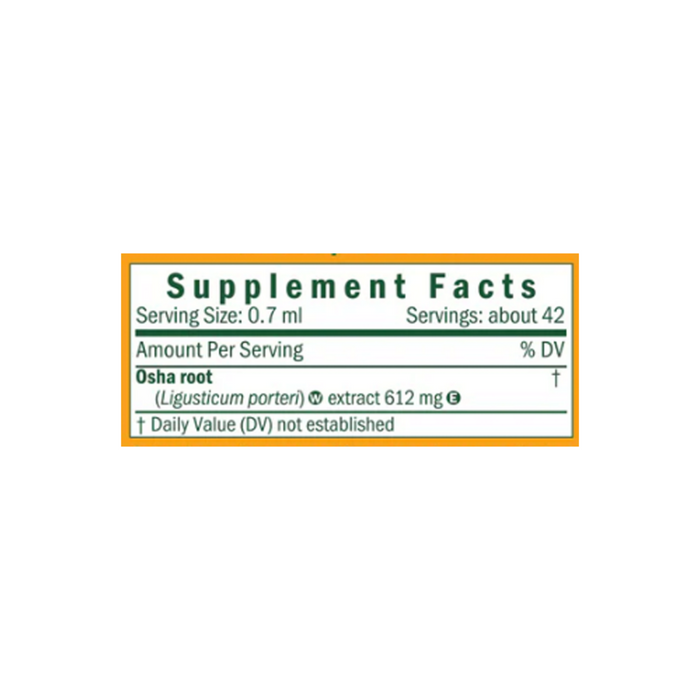 Osha 1 oz Supplement Facts Label
