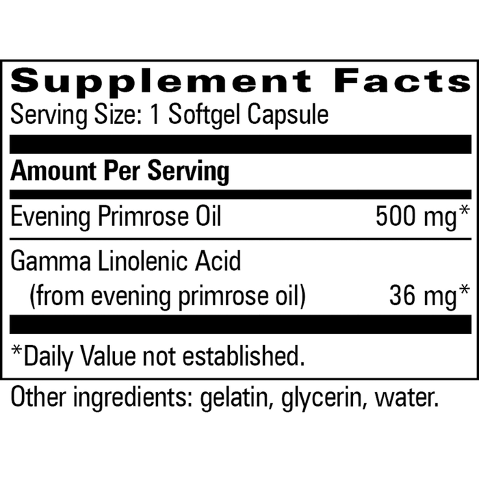 Primrose Oil 90 capsules Supplement Facts Label