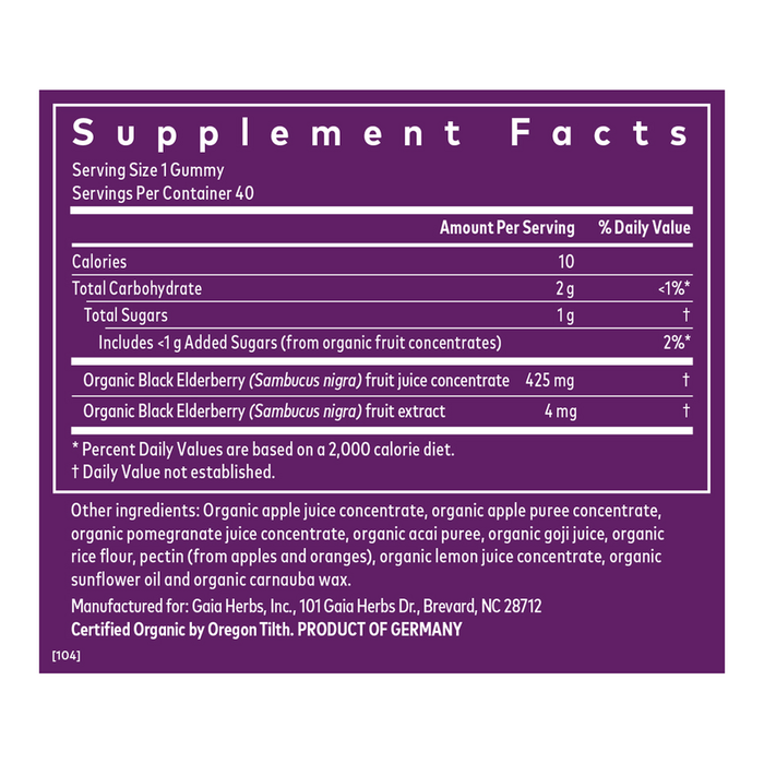 GaiaKids Everyday Elderberry 40 vegan gummies by Gaia Herbs