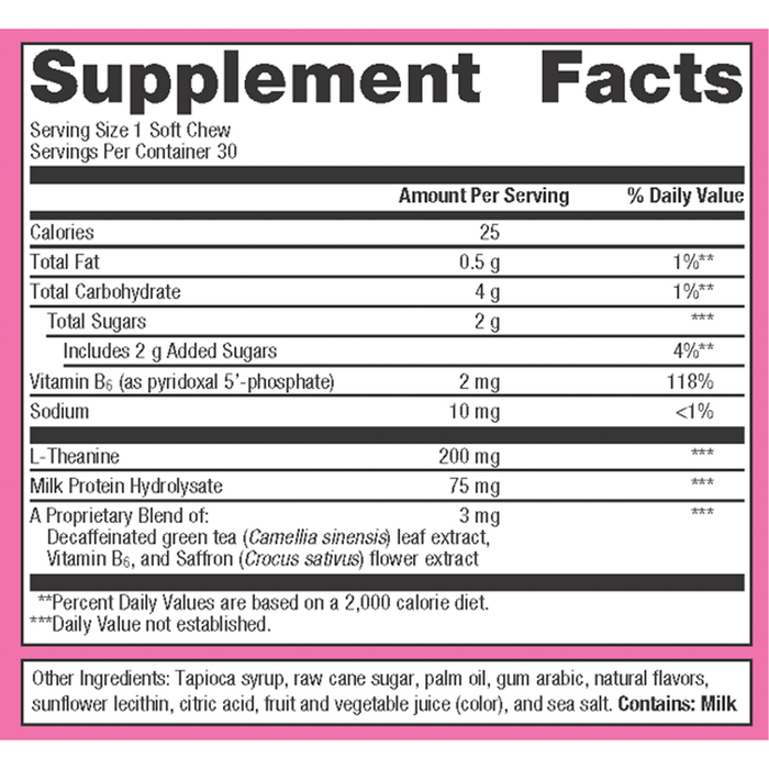 HerWellness Rapid Stress Relief 30 soft chews Supplement Facts