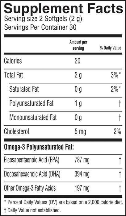 Fresh Catch Ultra EPA-DHA 60 Softgels by Barlean's Organic Oils supplement facts label