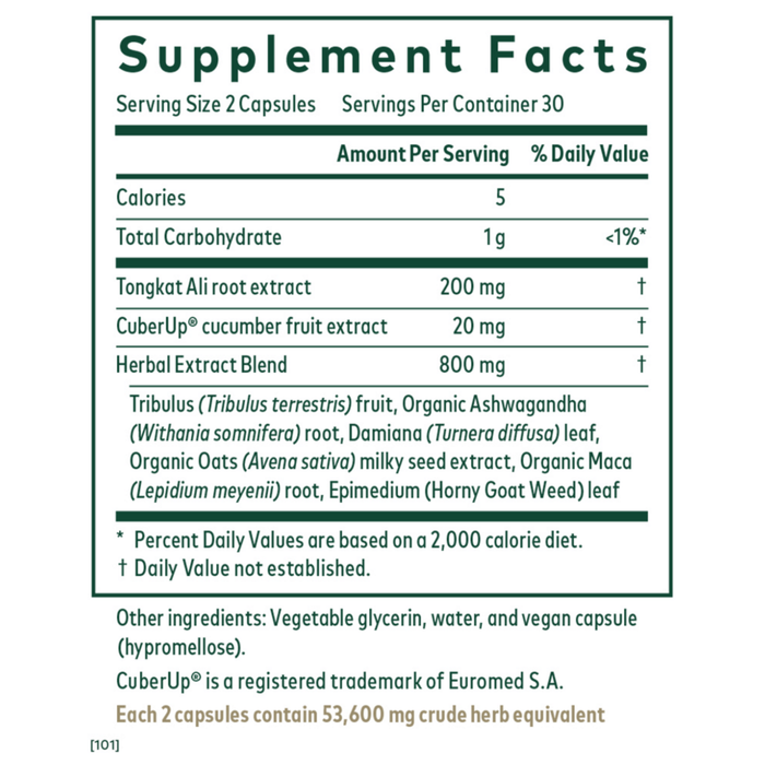 TongkatADAM 60 liquid phyto-caps Supplement Facts Label