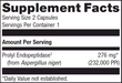 SpectraZyme Gluten Digest Enzymes 40 capsules Supplement Facts Label