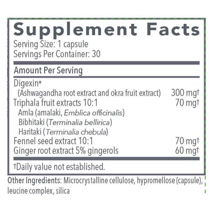 Motility Assist 30 caps Supplement Facts Label