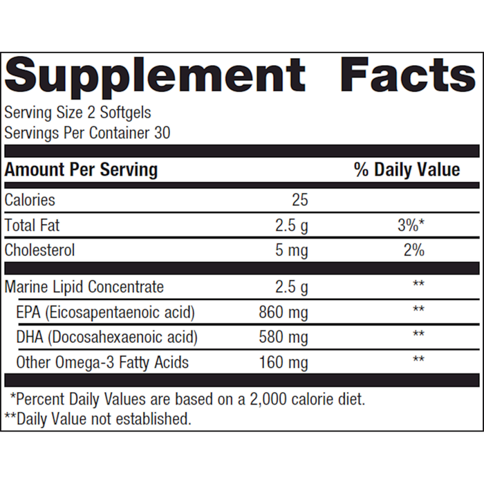 OmegaGenics Fish Oil EPA-DHA 720 mg 60 softgels Supplement Facts Label