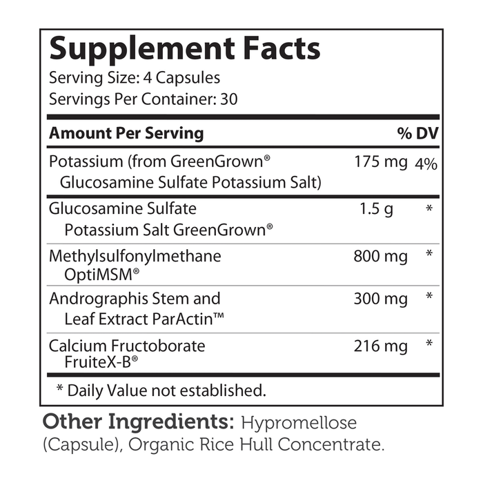 SynerG 120 capsules Supplement Facts Label