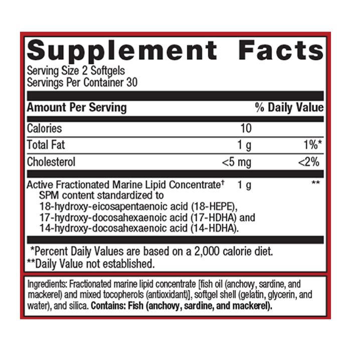 SPM Active 60 softgels Supplement Facts Label